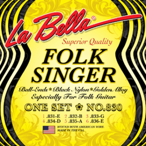 La Bella 830 Folksinger, Black, Medium Tension