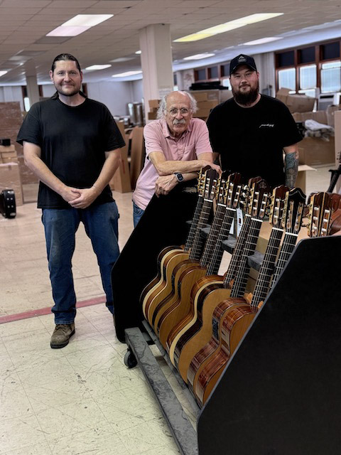 Hand-selecting guitars at the Kremona USA warehouse